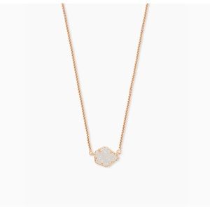 Tess Rose Gold Pendant Necklace In Iridescent Drusy